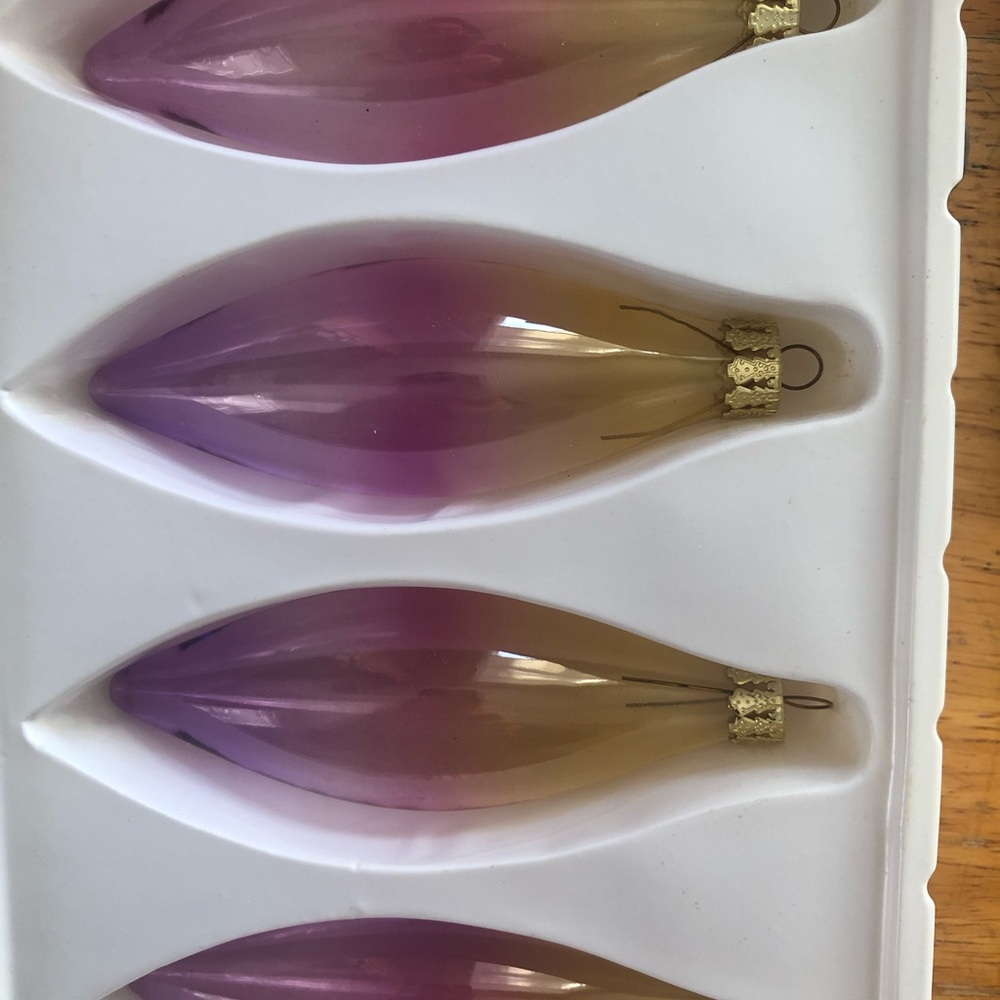 Vintage Christmas Joy Glass Icicle Ornaments Set - Picture 3 of 4